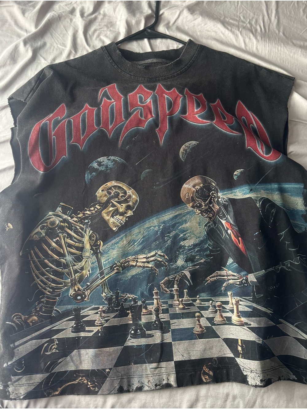 Black Godspeed Graphic Sleeveless Tee